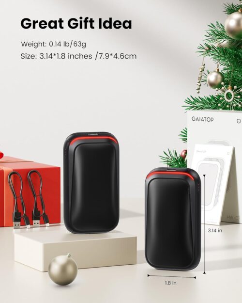 Gaiatop Rechargeable Hand Warmers, Electric Portable Pocket Heater, Reusable Handwarmers, 2 in 1 Hot Hands Gifts for Men Women Boys Girls Kids Raynaud... - Image 5