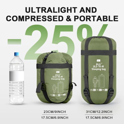 Ultralight Warm Weather Sleeping Bag - Portable, Waterproof, Compact Lightweight, Comfort with Compression Sack - Great for Outdoor Camping, Backpacki... - Image 3