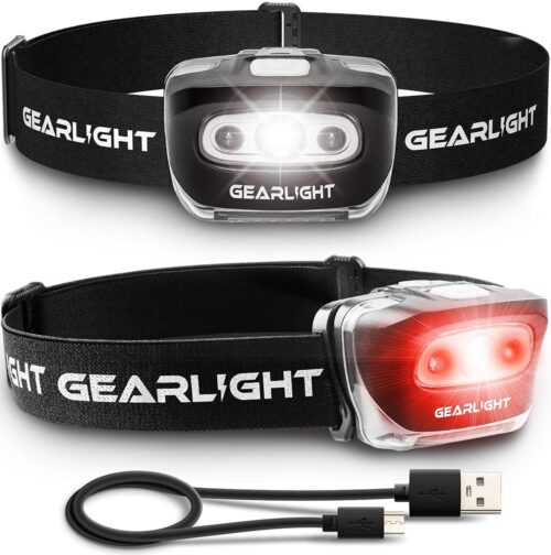 GearLight USB Rechargeable Headlamp Flashlight - S500 Running, Camping, and Outdoor LED Headlight Camping Headlamps - Head Lamp Light for Adults, Kids...