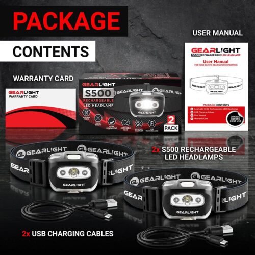 GearLight USB Rechargeable Headlamp Flashlight - S500 Running, Camping, and Outdoor LED Headlight Camping Headlamps - Head Lamp Light for Adults, Kids... - Image 8