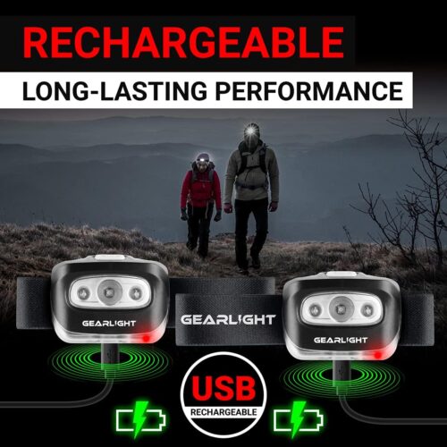GearLight USB Rechargeable Headlamp Flashlight - S500 Running, Camping, and Outdoor LED Headlight Camping Headlamps - Head Lamp Light for Adults, Kids... - Image 2